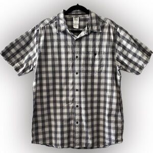 The‎ North Face Men’s L Gray/White Plaid Short Sleeve Button Shirt 100% Cotton
